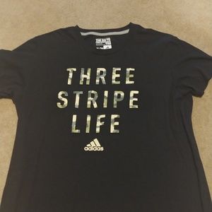 Adidas Three Stripe Life Tshirt T shirt Black XL
